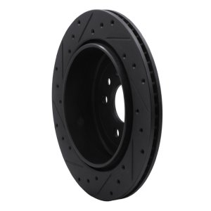 Land Rover LR2 Brake Rotor (1) - Rear Right - R1 Concepts - Drilled & Slotted - Black - `08-`12